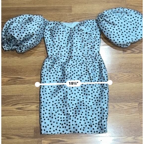 RASARIO Polka-Dot Silk Organza Off-The-Shoulder Midi Dress IT 44 - Picture 8 of 14